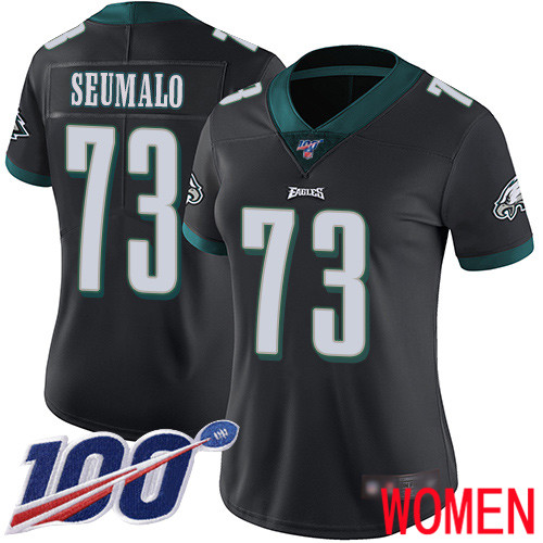 Women Philadelphia Eagles #73 Isaac Seumalo Black Alternate Vapor Untouchable NFL Jersey Limited Player 100th->women nfl jersey->Women Jersey